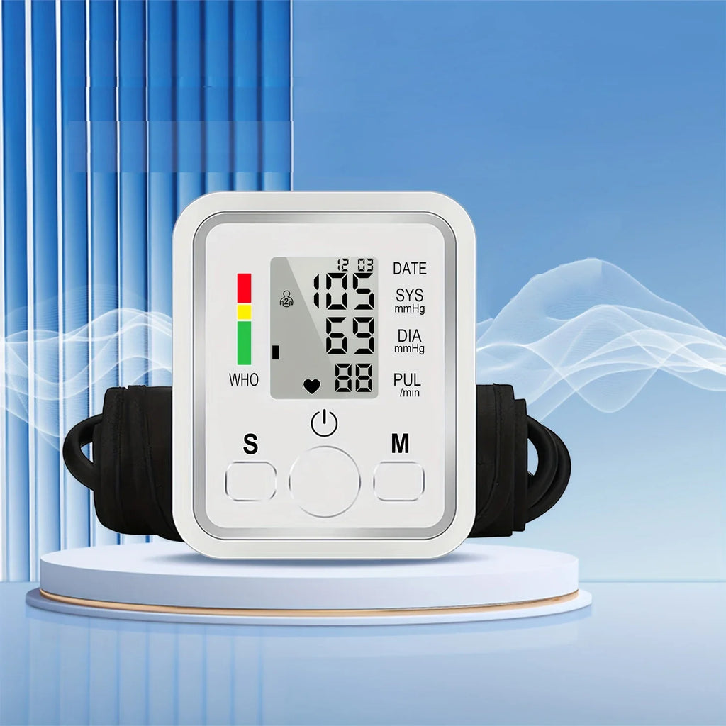 Automatic Upper Arm Blood Pressure Monitor – Digital BP & Pulse Meter