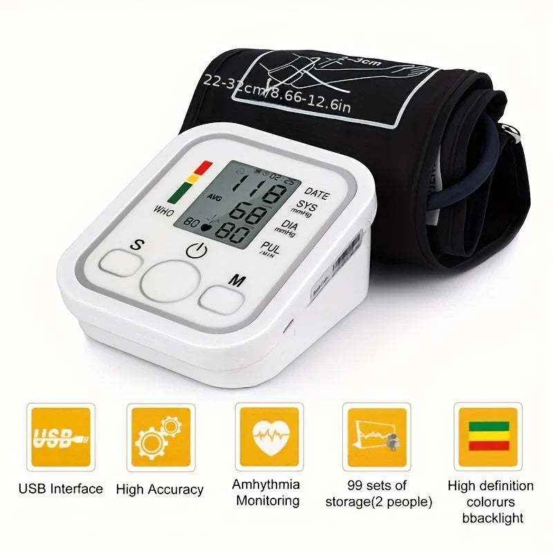 Automatic Upper Arm Blood Pressure Monitor – Digital BP & Pulse Meter