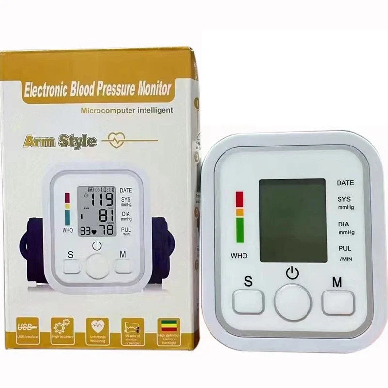 Automatic Upper Arm Blood Pressure Monitor – Digital BP & Pulse Meter